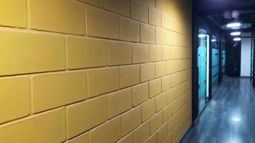 Hollow block's pointing color wall without plaster